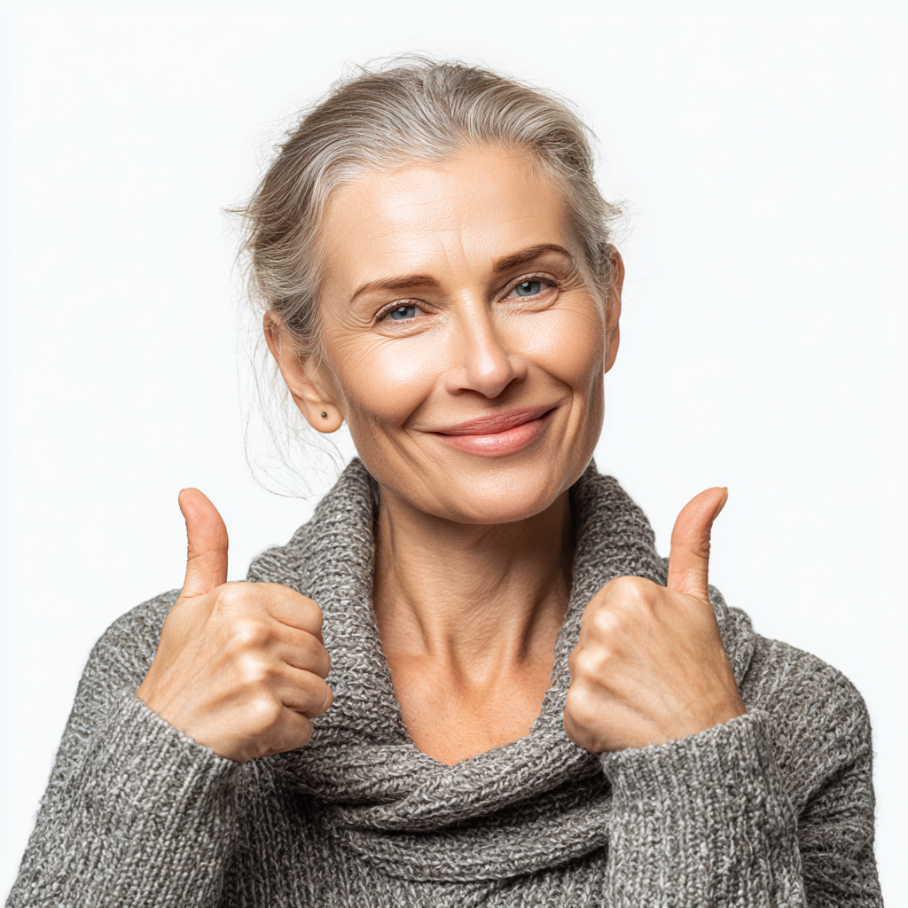 Confident European specialist in white coat, middle-aged, smiling warmly while holding natural health products, realistic professional photography